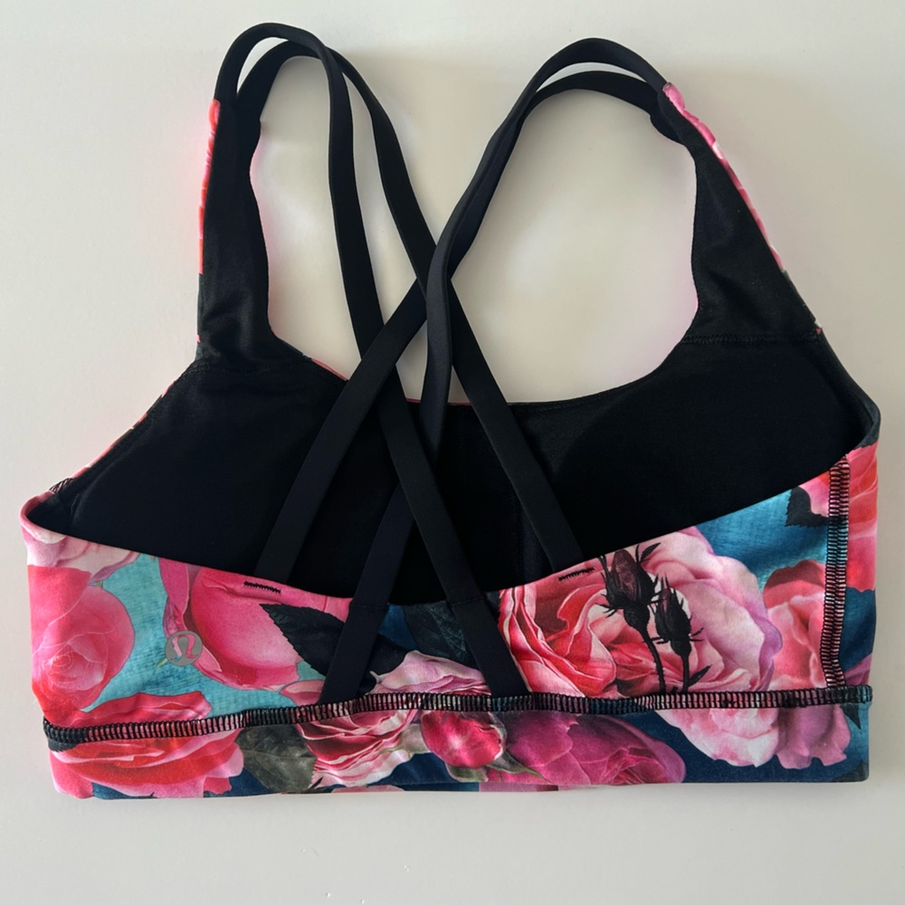Lululemon Energy Bra Secret Garden Black Women’s Sports Bra Size 4 - Picture 5 of 7